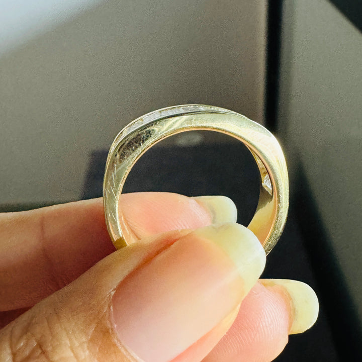 7 mm Thick Wedding Band Channel Set Baguette Band Eternity Moissanite Band