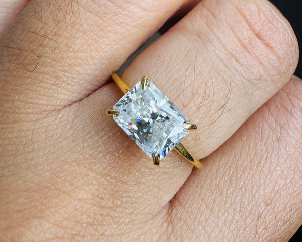 Solitaire East West Radiant Cut Moissanite Classic Engagement Ring Her