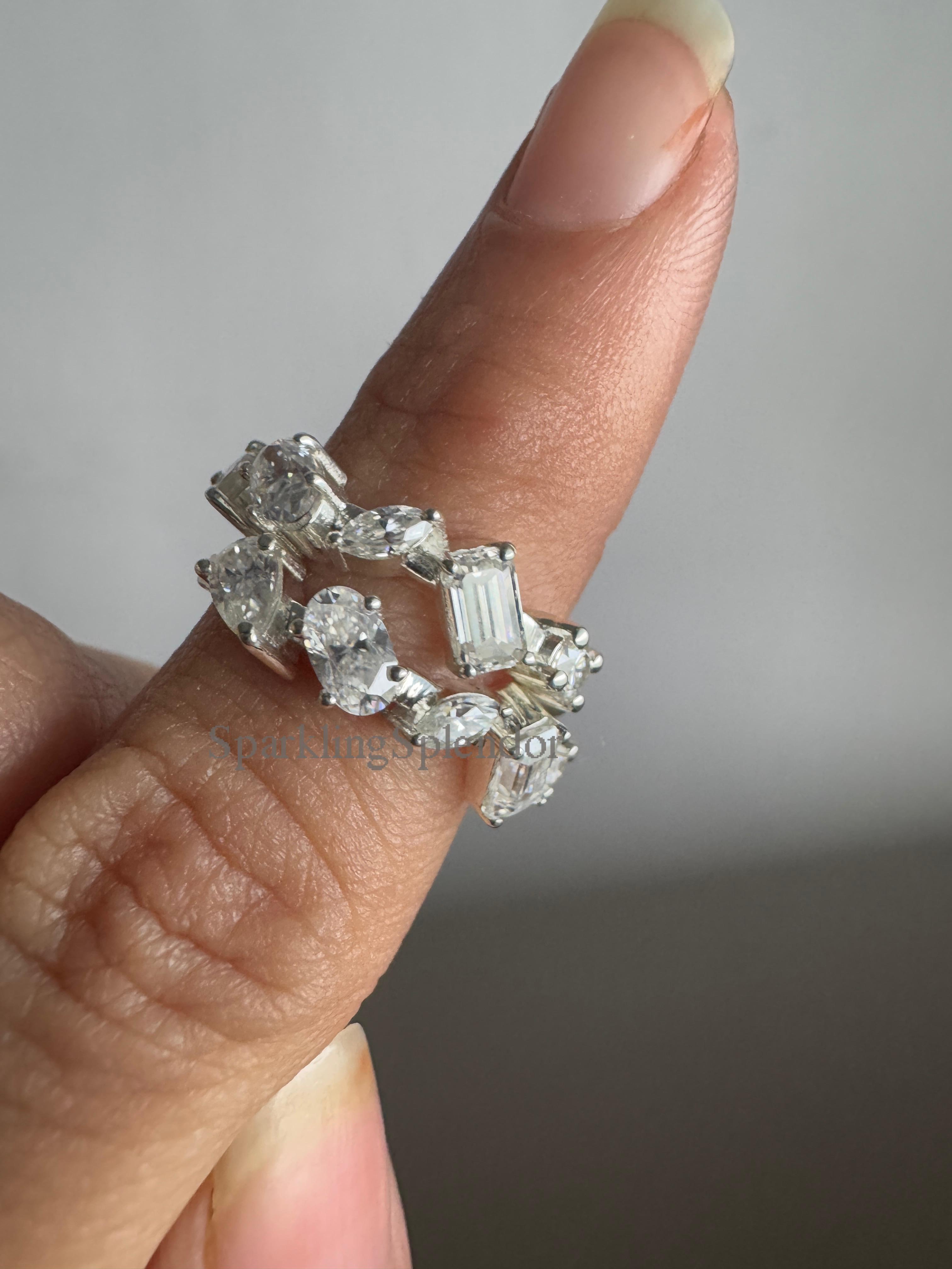 Multiple Cut Moissanite Diamond Hoop Earrings in White Gold For Wedding Bridal