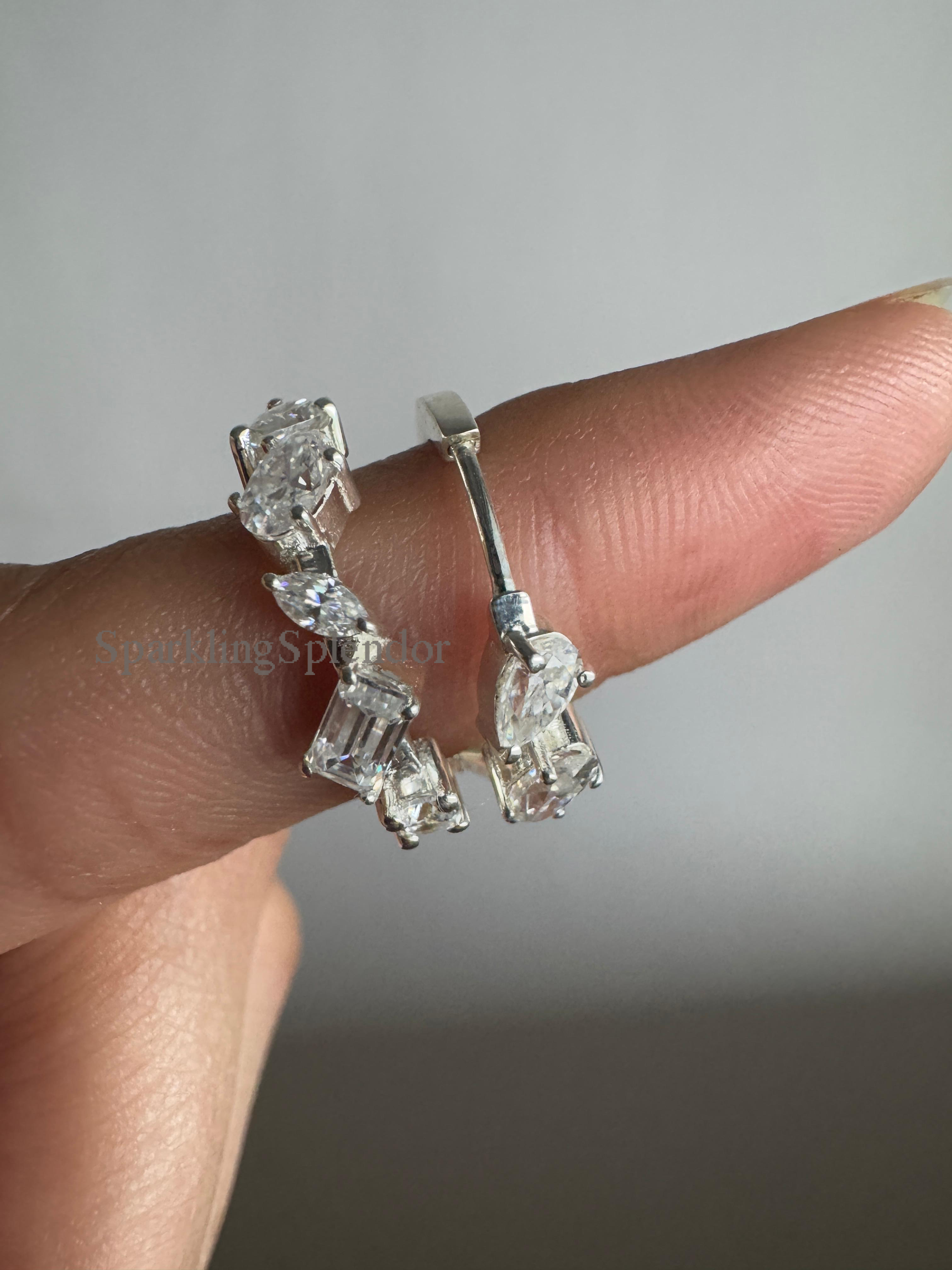 Multiple Cut Moissanite Diamond Hoop Earrings in White Gold For Wedding Bridal
