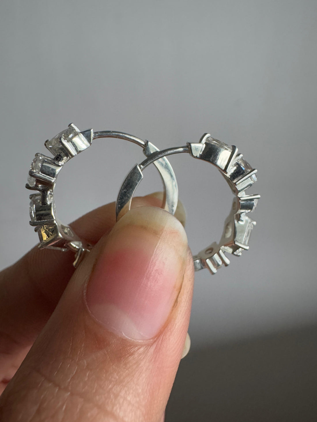 Multiple Cut Moissanite Diamond Hoop Earrings in White Gold For Wedding Bridal