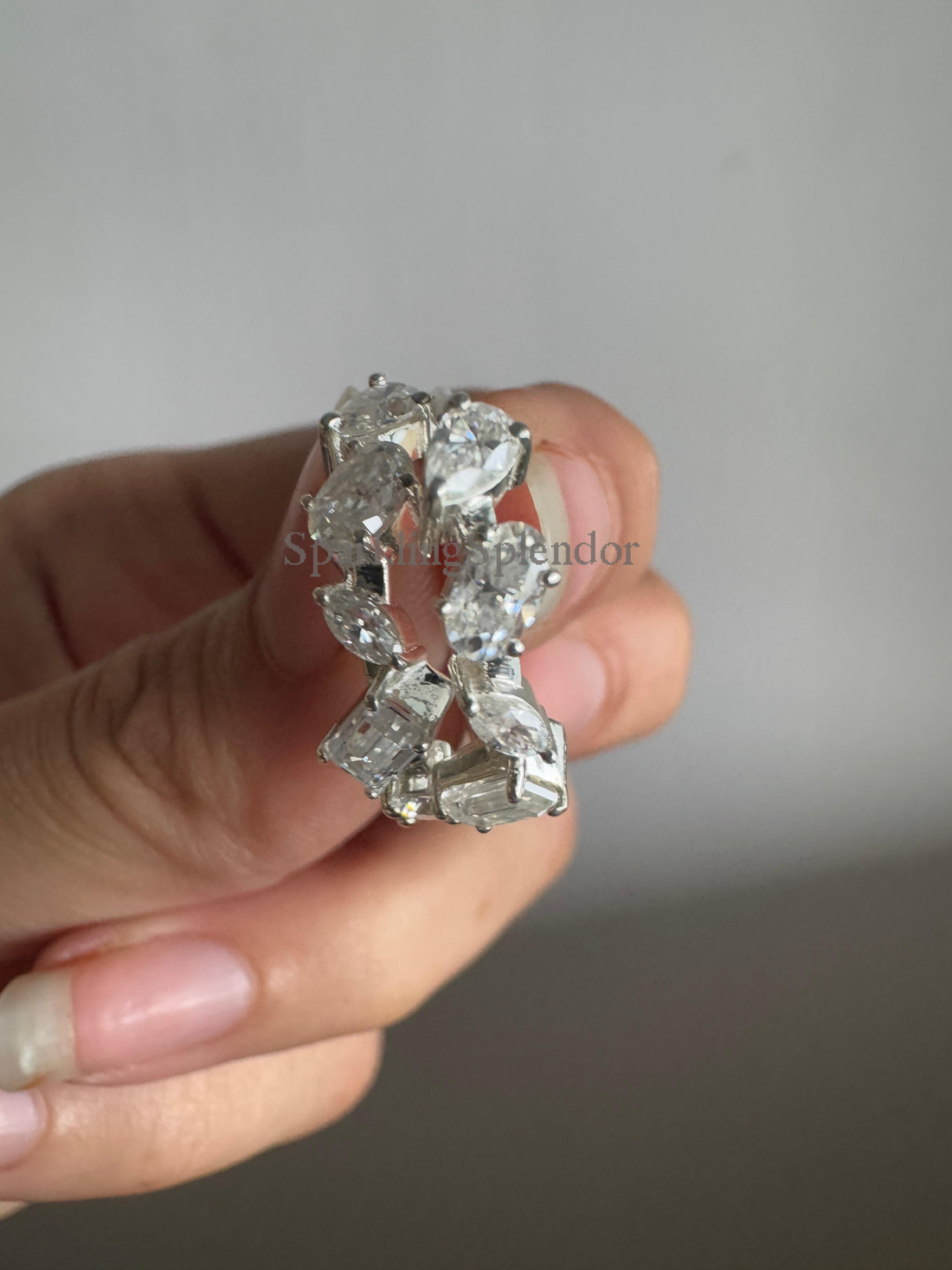 Multiple Cut Moissanite Diamond Hoop Earrings in White Gold For Wedding Bridal