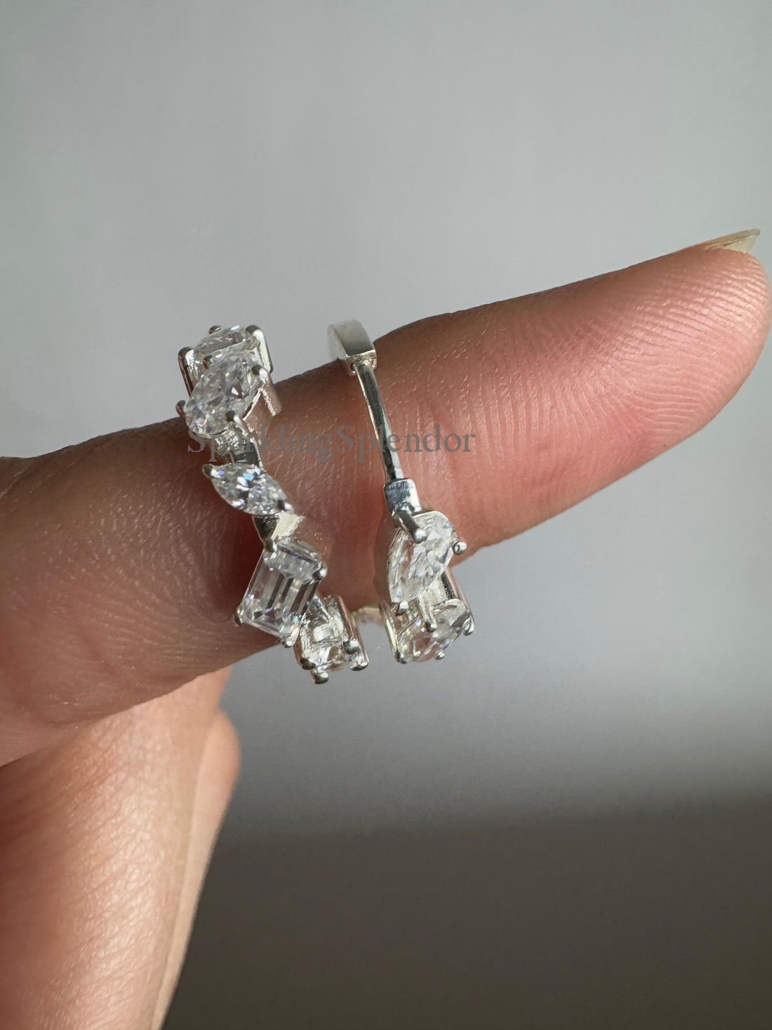 Multiple Cut Moissanite Diamond Hoop Earrings in White Gold For Wedding Bridal