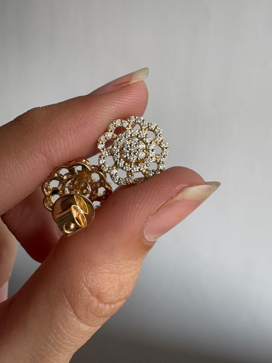 Dainty Round Cut Moissanite Floral Stud Earrings Flowers Shape Earring Bridal Gift