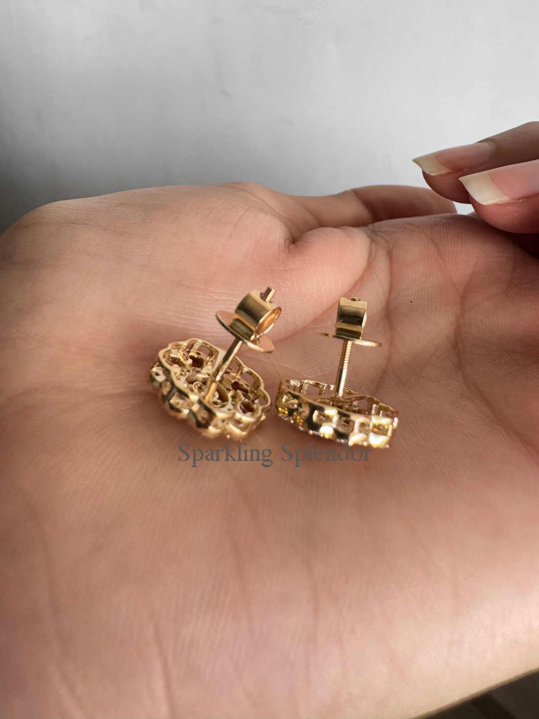 Dainty Round Cut Moissanite Floral Stud Earrings Flowers Shape Earring Bridal Gift