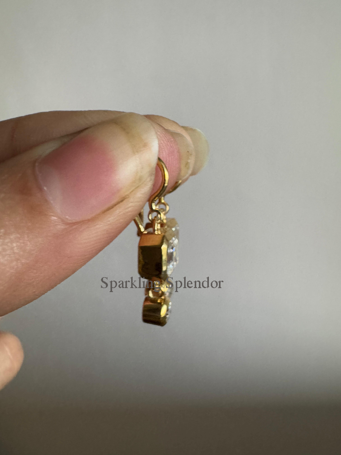 Bezel Set Asscher & Round Cut Moissanite Diamond Dangle Drop Earrings For Women's