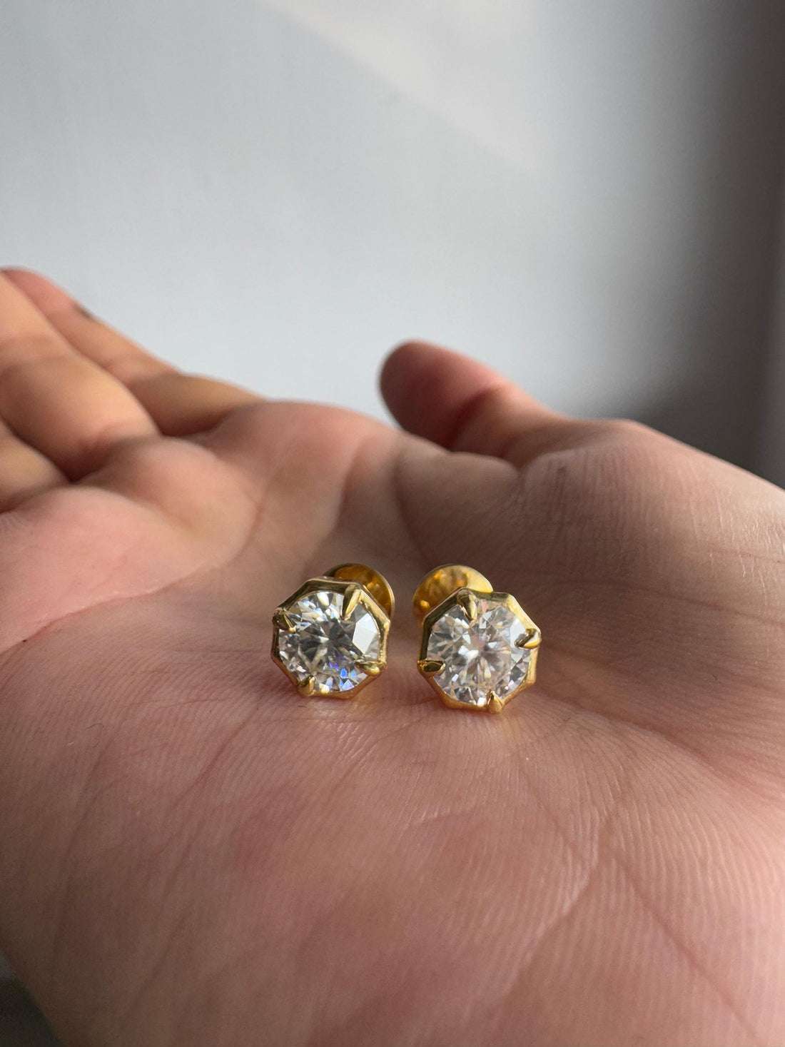 Round Brilliant Cut Bezel Set Earrings Moissanite Diamond Stud Earrings For Her