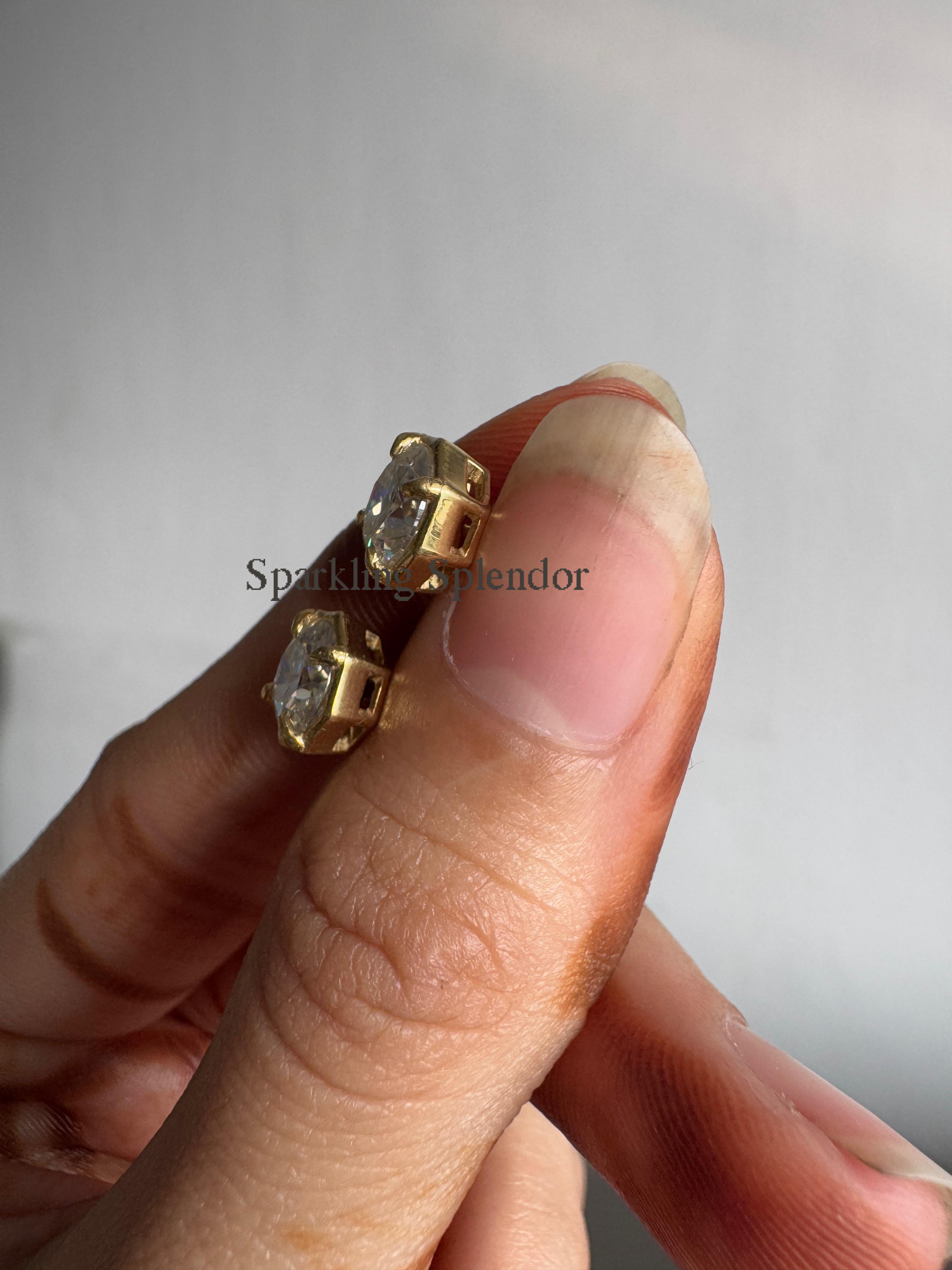 Round Brilliant Cut Bezel Set Earrings Moissanite Diamond Stud Earrings For Her