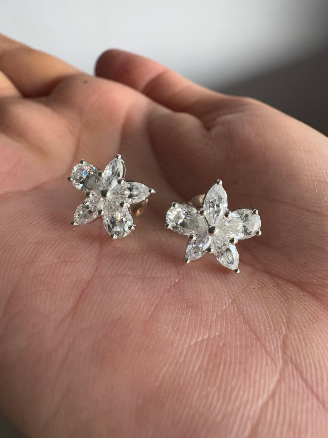 Pear & Marquise Cut Moissanite Diamond Floral Stud Earrings Anniversary Gift For Wife