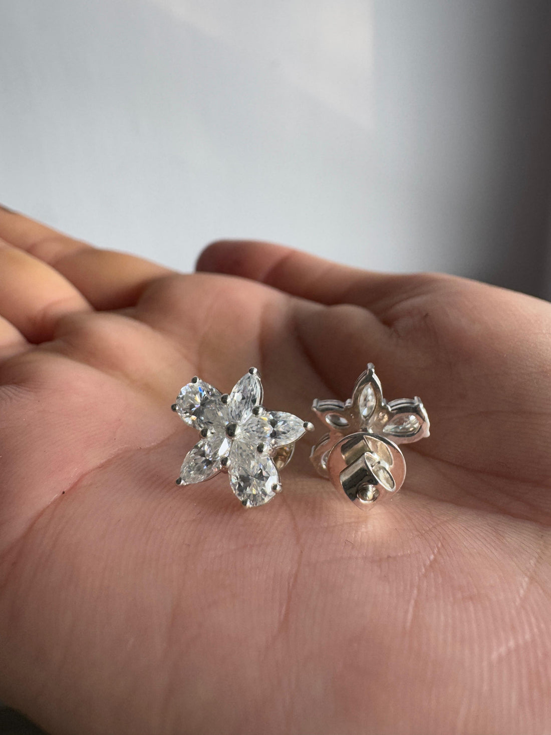 Pear & Marquise Cut Moissanite Diamond Floral Stud Earrings Anniversary Gift For Wife