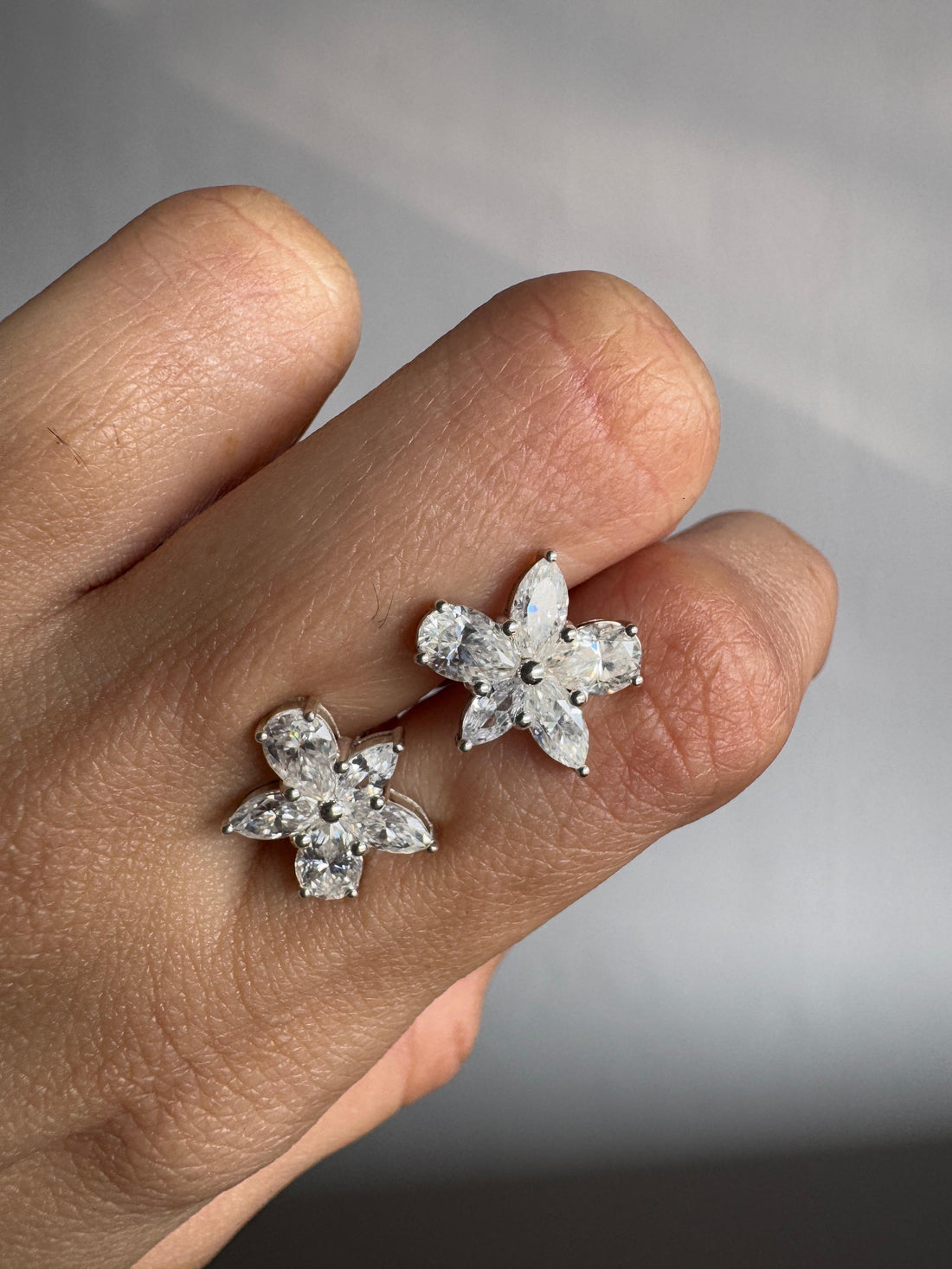 Pear & Marquise Cut Moissanite Diamond Floral Stud Earrings Anniversary Gift For Wife