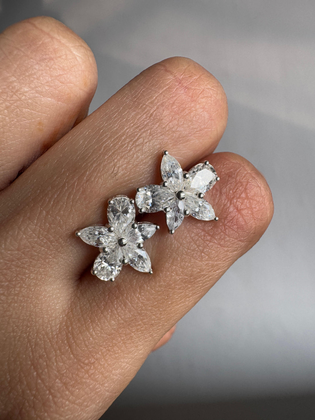 Pear & Marquise Cut Moissanite Diamond Floral Stud Earrings Anniversary Gift For Wife