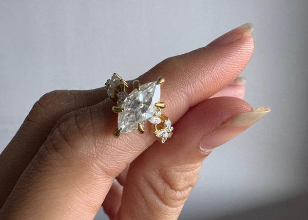 2 CTW Marquise Moissanite Engagement Ring Nature Inspired Leaves Wedding Ring