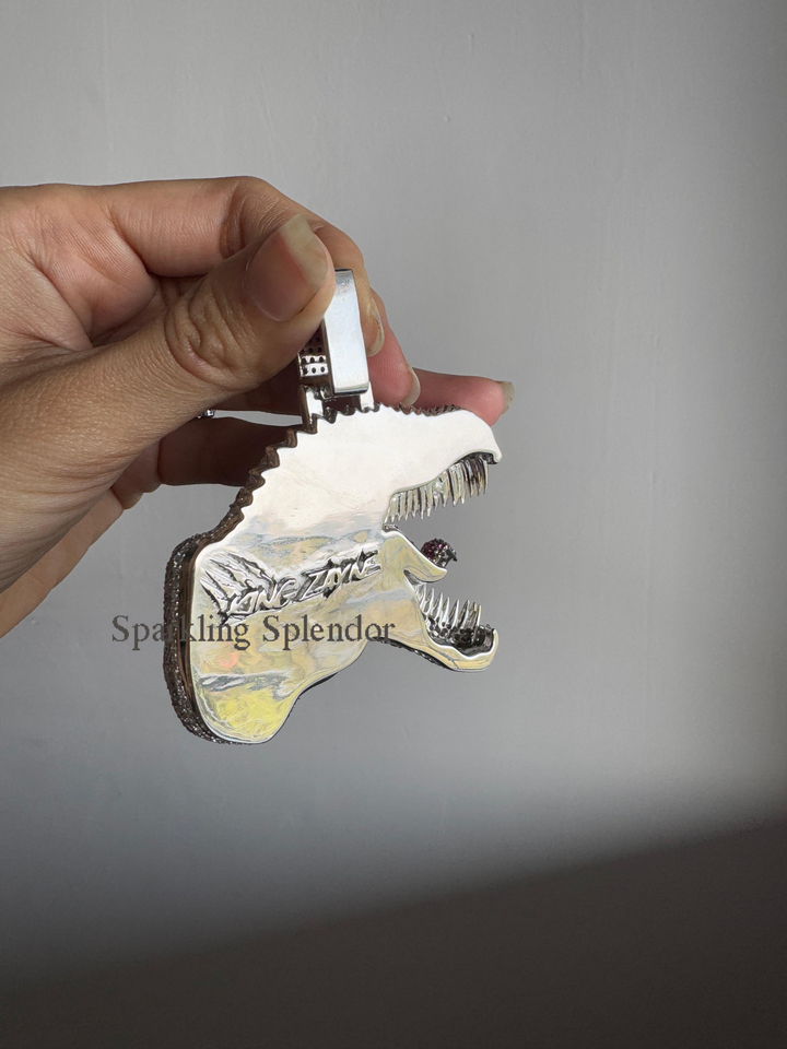 Dinosaur Iced Out Pendant for Men Hip Hop Dinosaur Design Rapper Jewelry Him