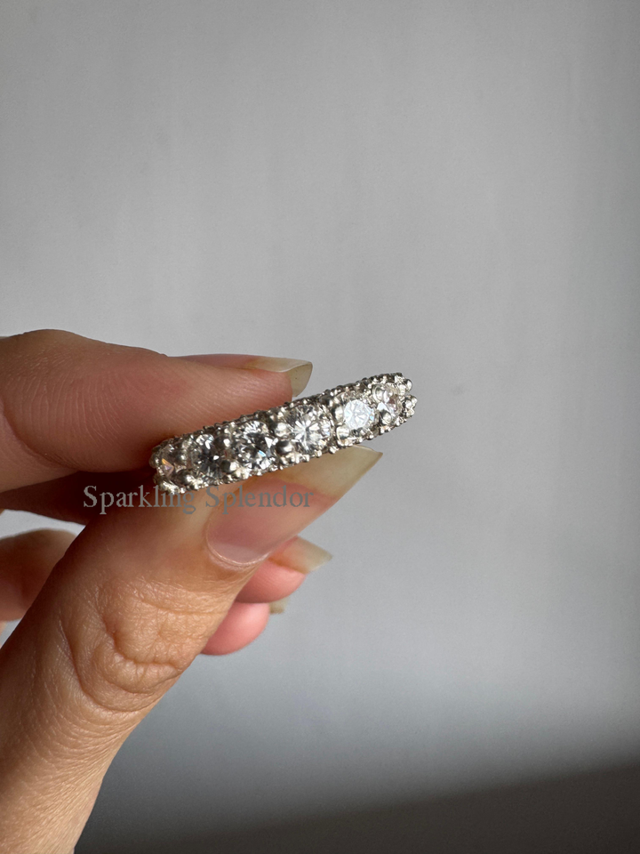 Hidden Halo Style Pear Cut Moissanite Ring With Matching Band Luxury Wedding Ring Set