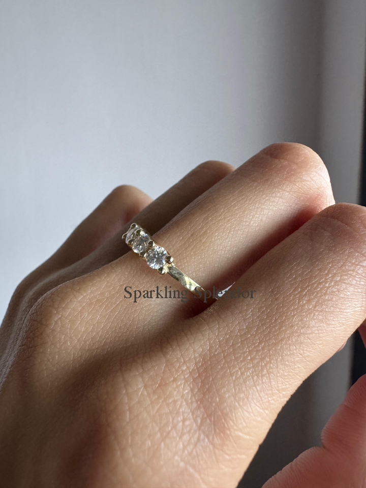 Five Stone Round Brilliant Cut Moissanite Wedding Band Half Eternity Band For Her