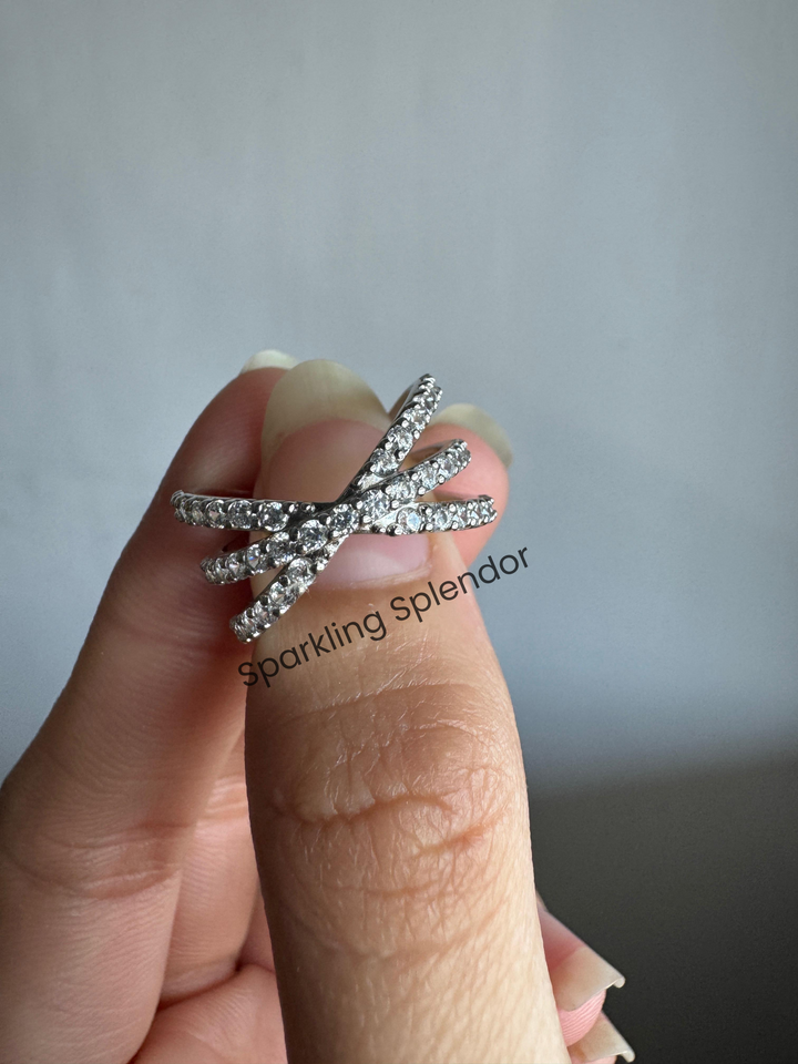 Round Cut Moissanite Criss Cross Stackable Band Anniversary Gifts For Wife