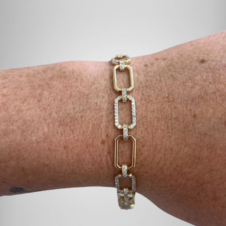 Elongated Octagon Paperclip & Dainty Moissanite Bracelet Paperclip Tennis Bracelet