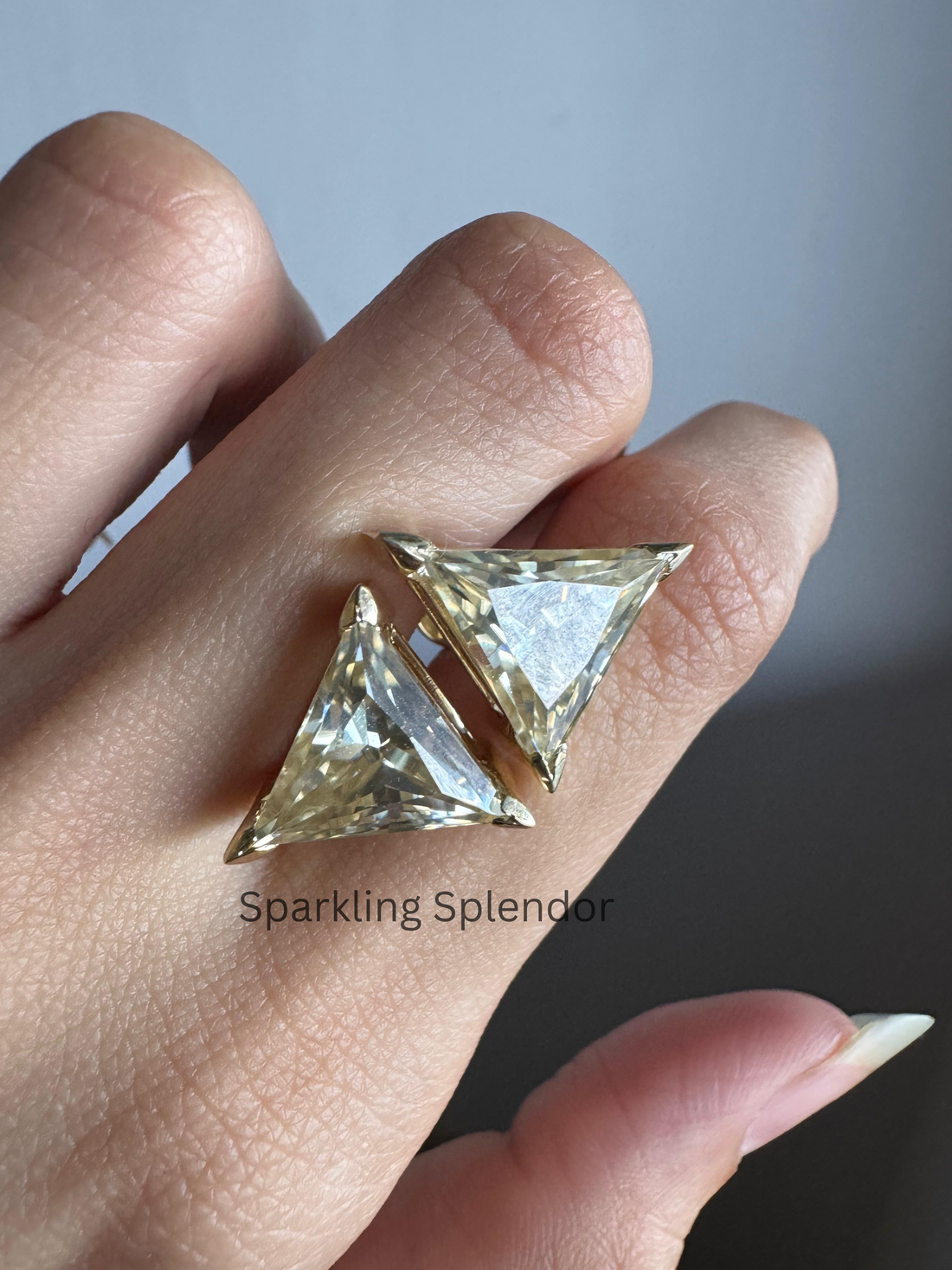 12 MM Yellow Canary Moissanite Stud Earrings Trillion Cut Diamond Gift For Her