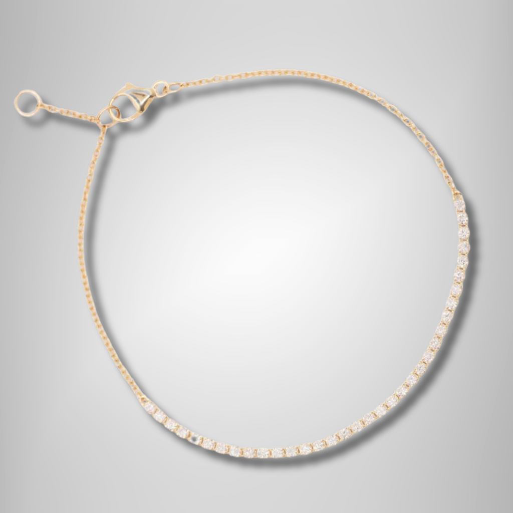 Round Moissanite Dainty Halfway Tennis Bracelet in Silver Birthday Gift For Women