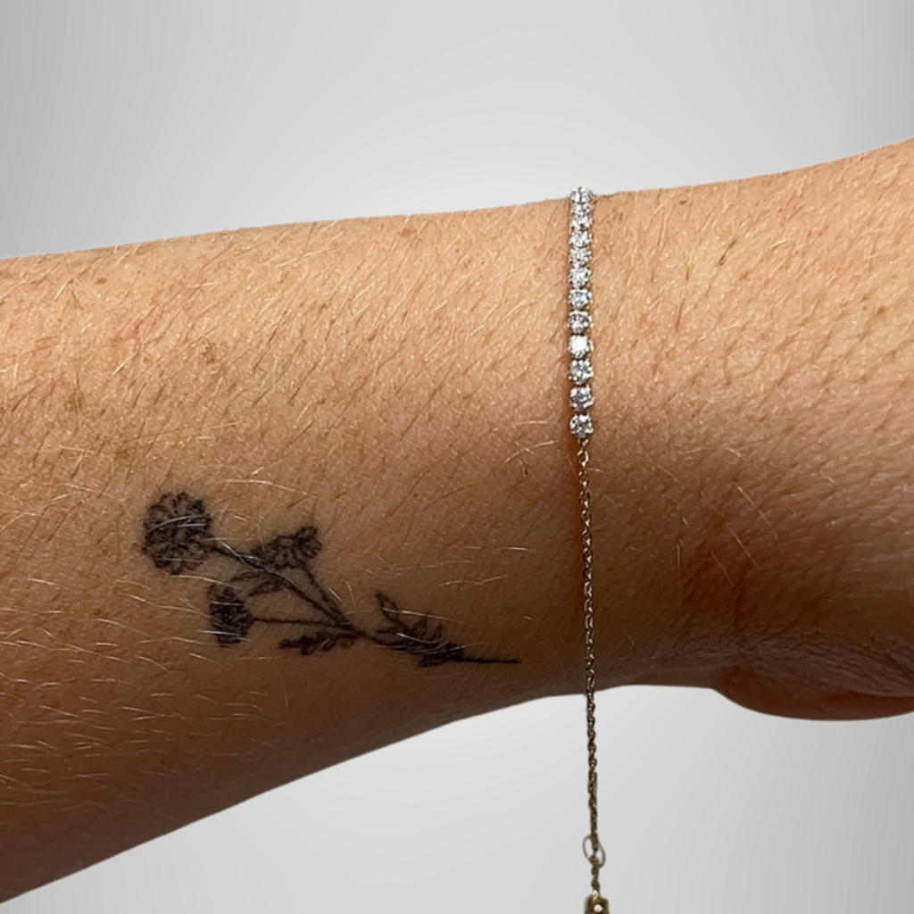 Round Moissanite Dainty Halfway Tennis Bracelet in Silver Birthday Gift For Women