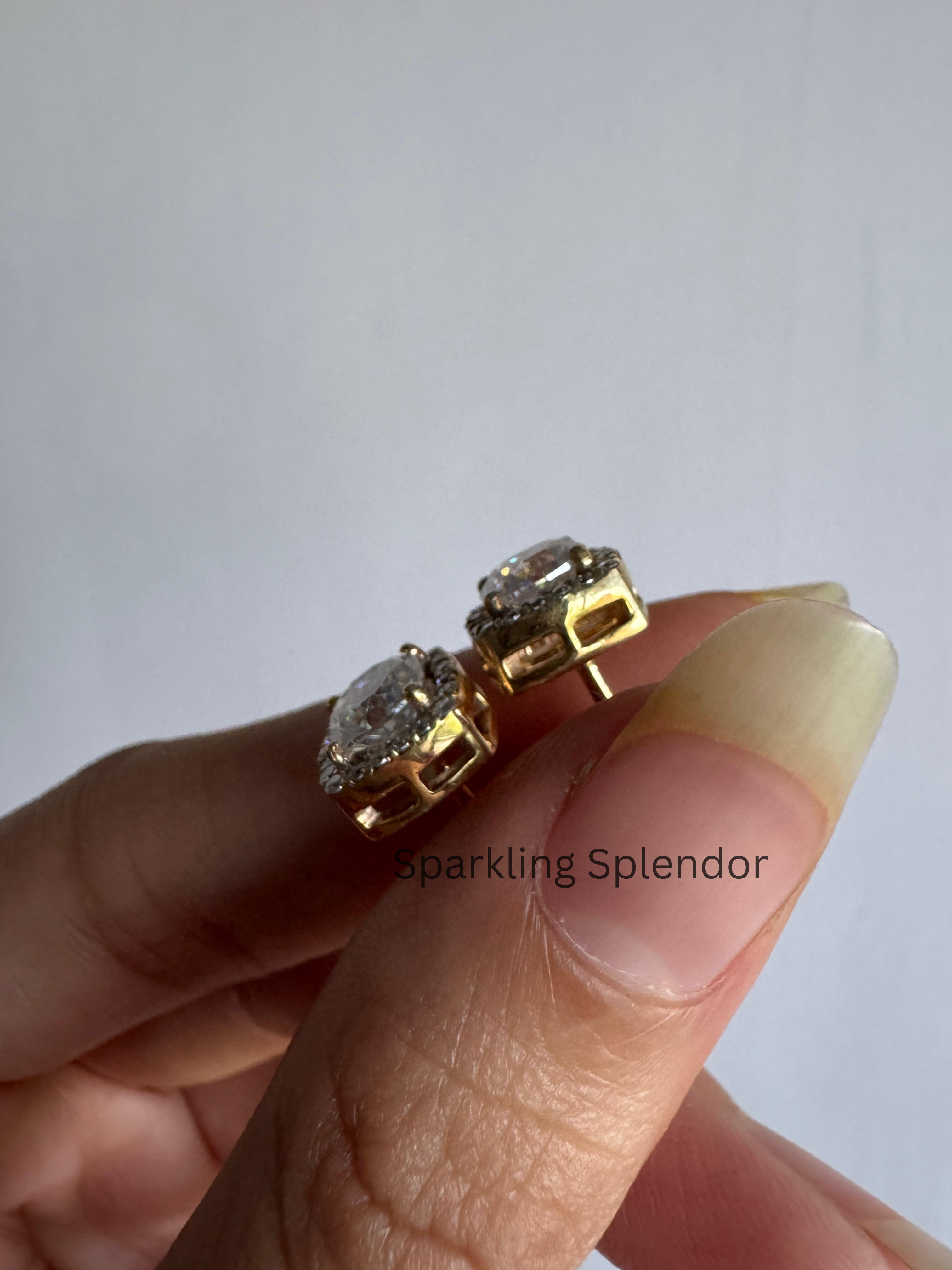 Minimalist Round Cut Moissanite Stud Earrings For Women's Birthday Gifts in Solid Gold