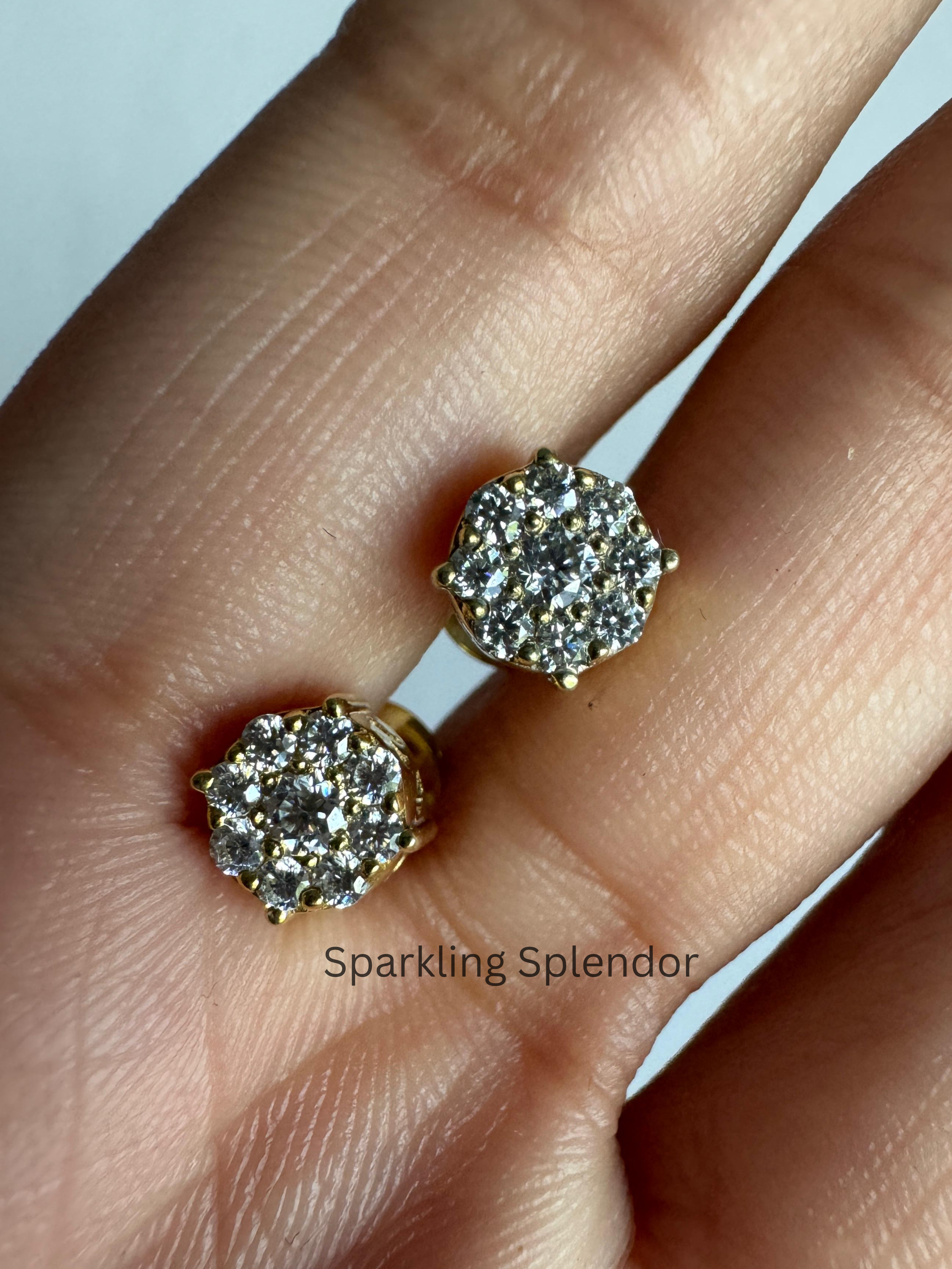 Minimalist Round Cut Moissanite Stud Earrings For Women's Birthday Gifts in Solid Gold