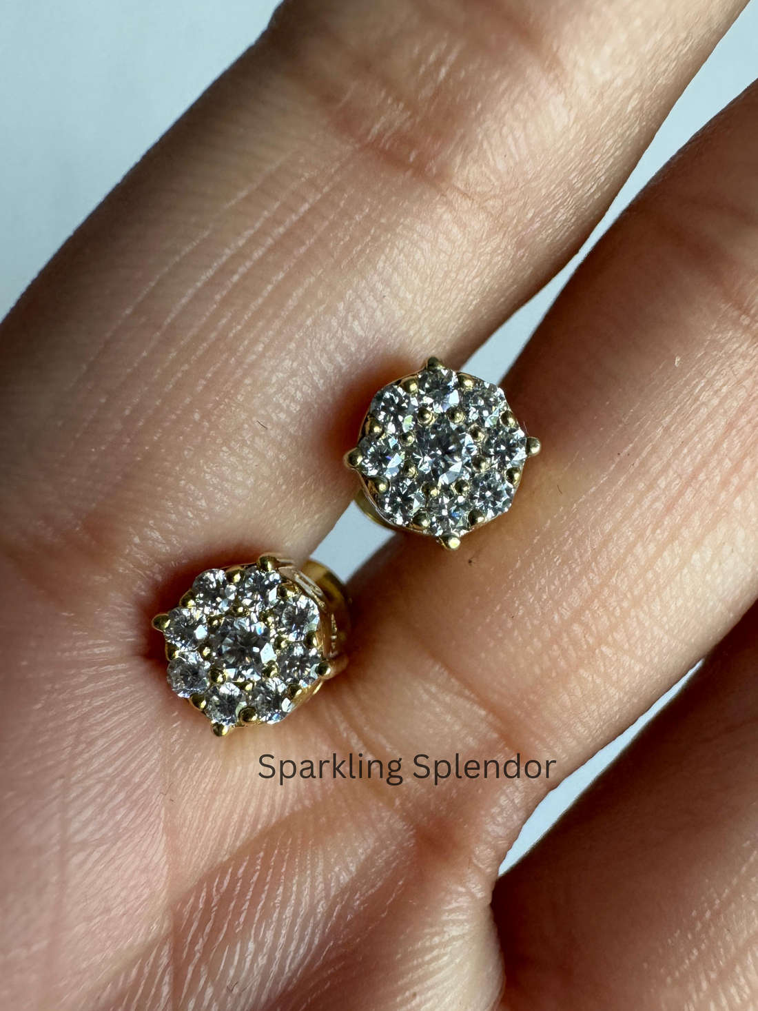 Minimalist Round Cut Moissanite Stud Earrings For Women's Birthday Gifts in Solid Gold