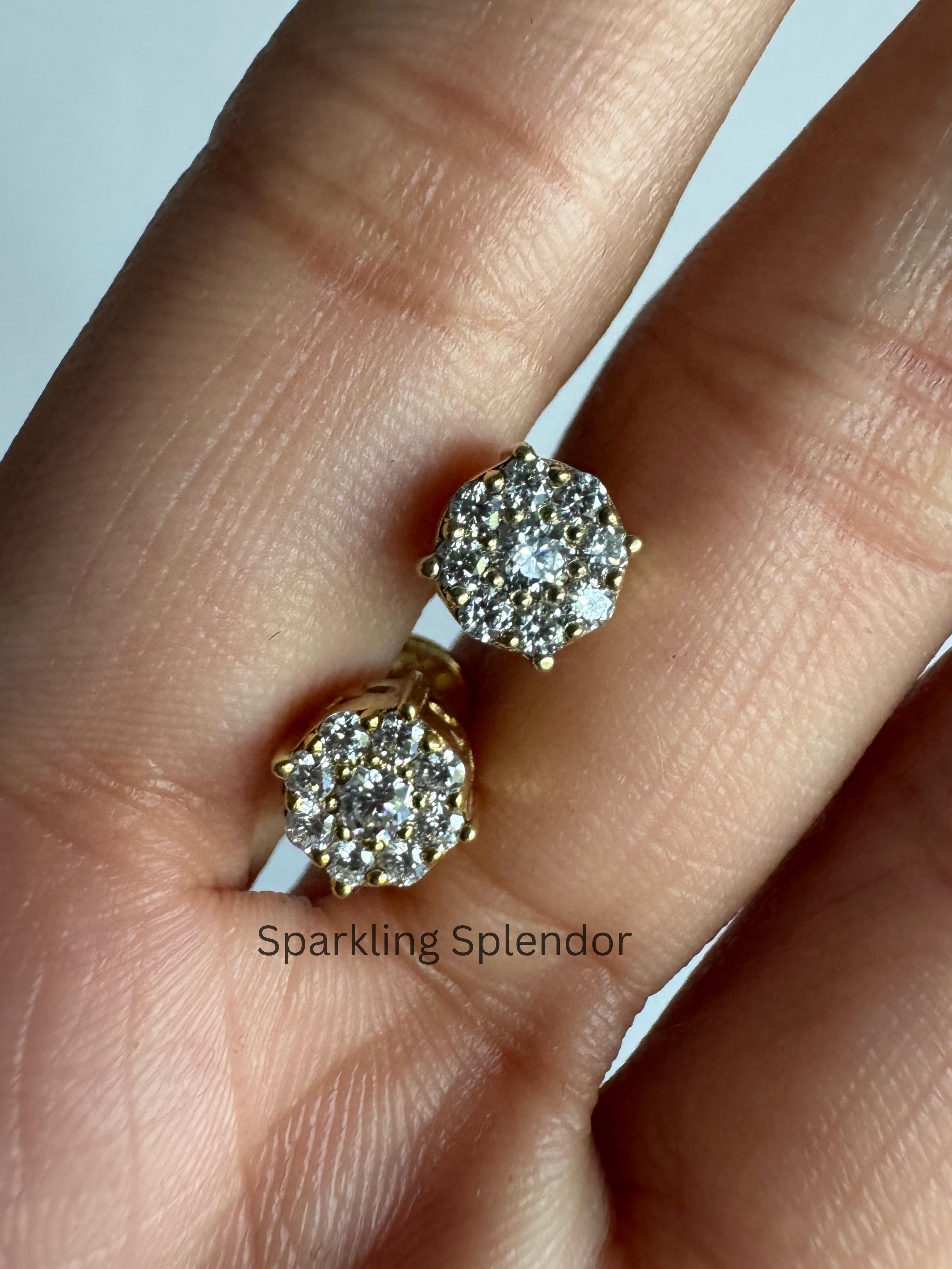 Minimalist Round Cut Moissanite Stud Earrings For Women's Birthday Gifts in Solid Gold