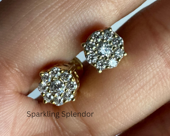 Minimalist Round Cut Moissanite Stud Earrings For Women's Birthday Gifts in Solid Gold