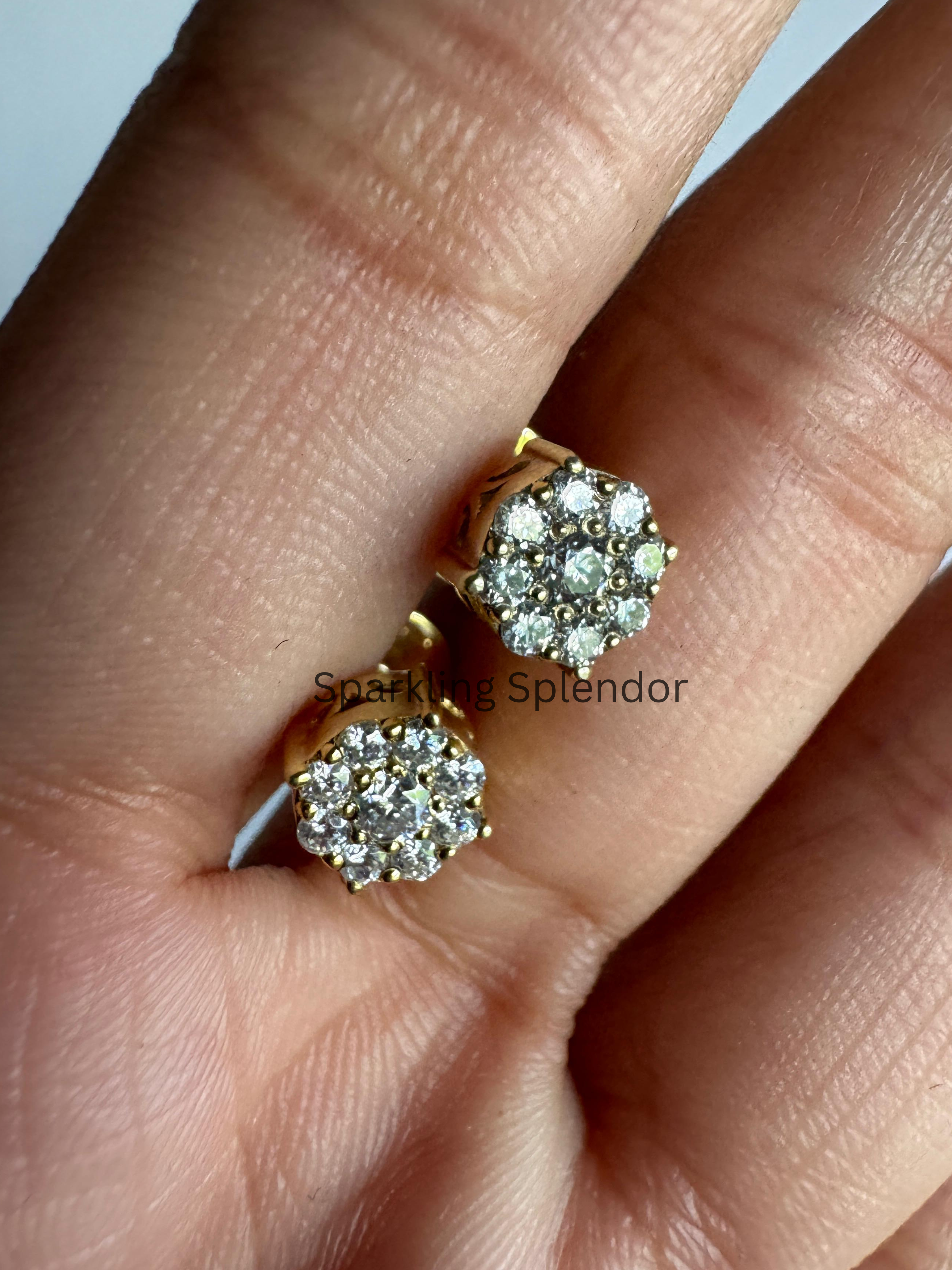 Minimalist Round Cut Moissanite Stud Earrings For Women's Birthday Gifts in Solid Gold