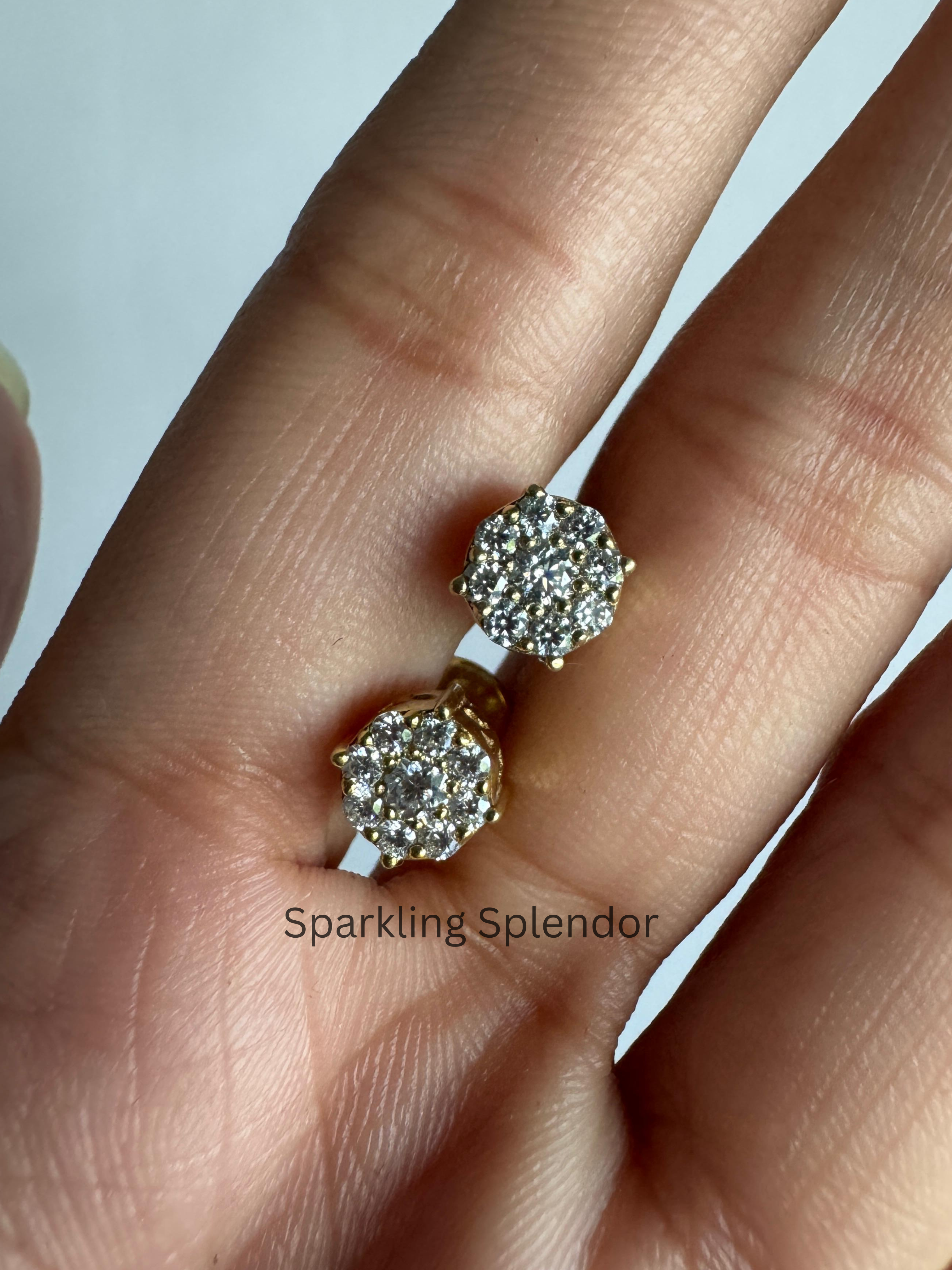 Minimalist Round Cut Moissanite Stud Earrings For Women's Birthday Gifts in Solid Gold