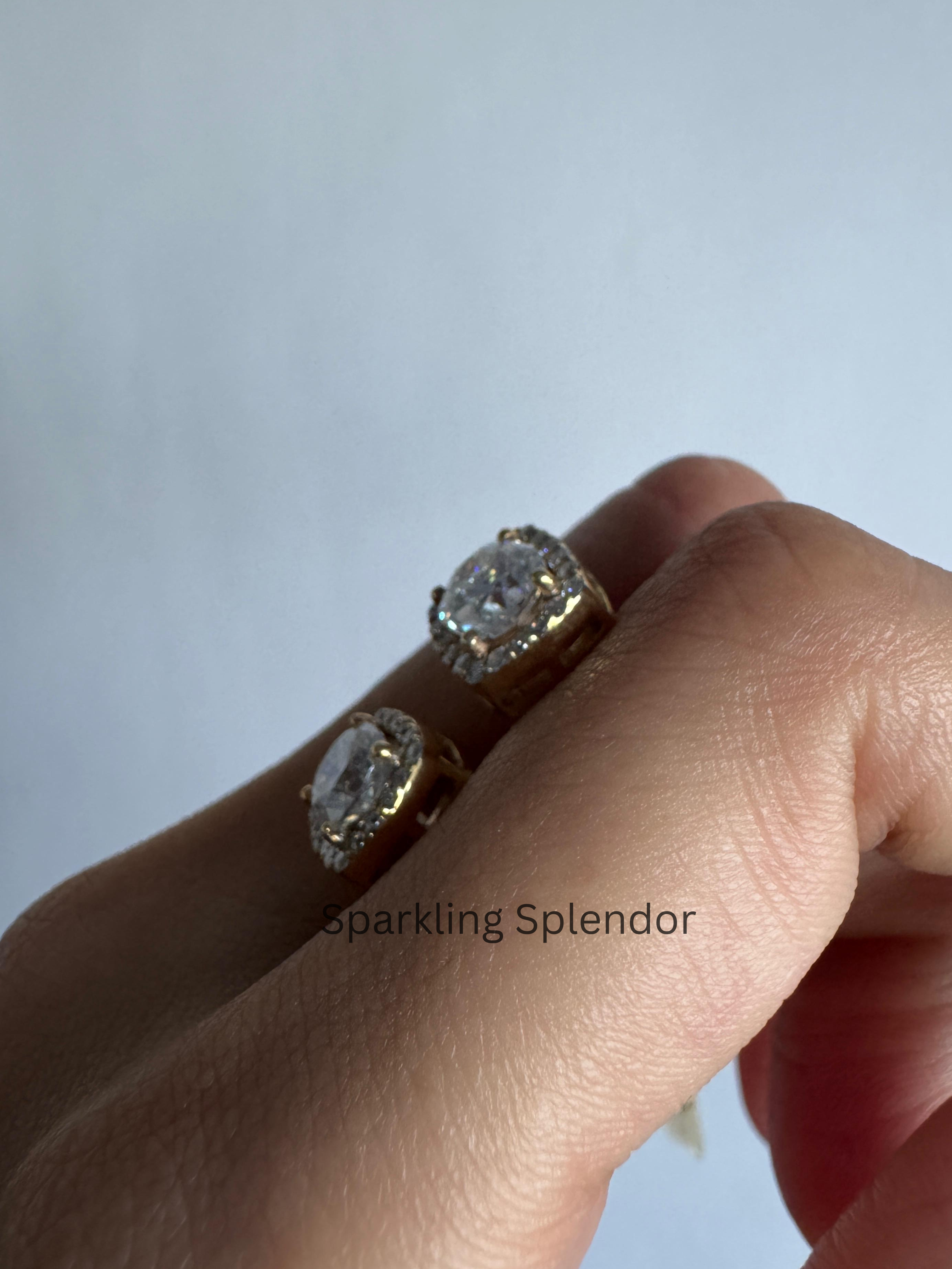 Cushion Cut Moissanite Diamond Earrings Halo Style Stud Earrings For Women's