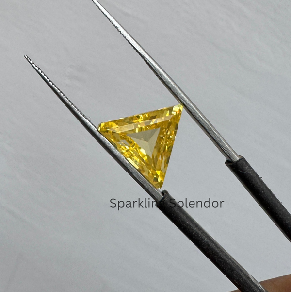 Yellow Trilliant Cut Loose Stone 5CT +5 CT Two CZ Loose Diamond For Women Earring