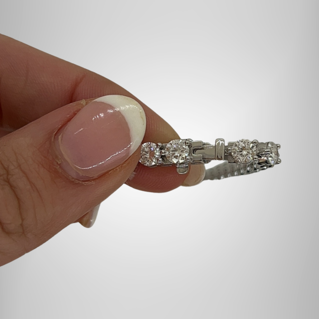 White Round Brilliant Cut Moissanite Bracelet 3-Prong Sterling Silver Tennis Bracelet