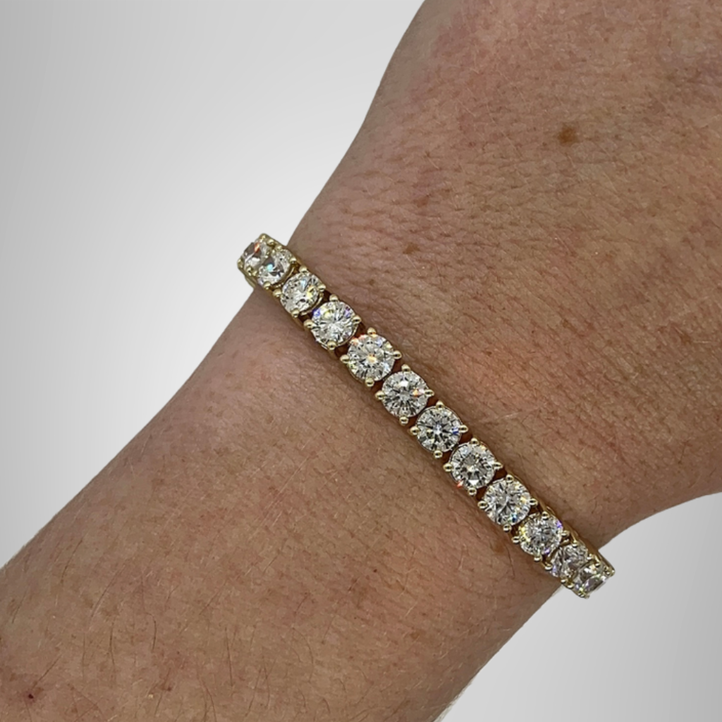 White Round Brilliant Cut Moissanite Bracelet 3-Prong Sterling Silver Tennis Bracelet