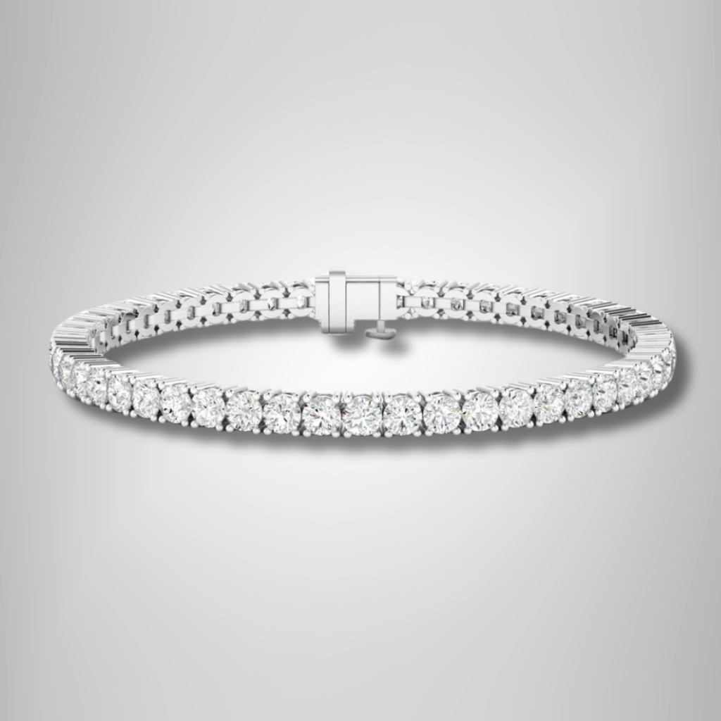 Classic Round Brilliant Cut Moissanite Bold Tennis Bracelet Anniversary Gift For Wife