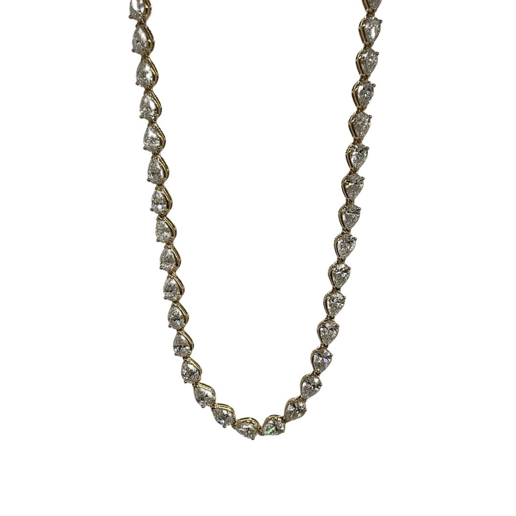 17.0 CTW East West Colorless Pear Cut Real Moissanite Tennis Necklace For Her