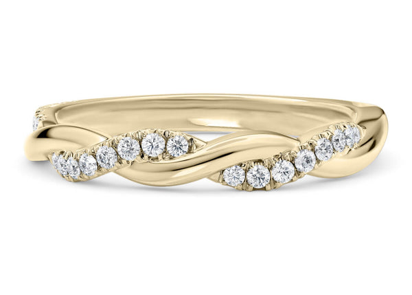 14k Solid Gold Infinity Wave Lab Grown Diamond Wedding Band Ring for Women