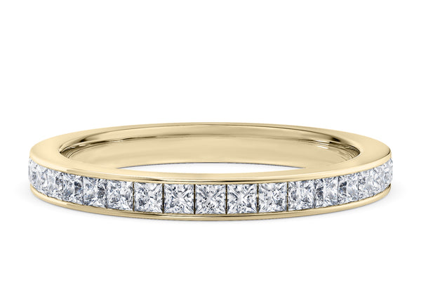 Princess Cut Lab Grown Diamond Half Eternity Band Ring in 14k Solid Gold for Women