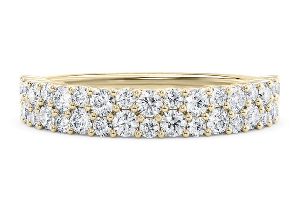 Half Eternity Double Row Lab grown Diamond Wedding Stackable Band 14k Gold for Women