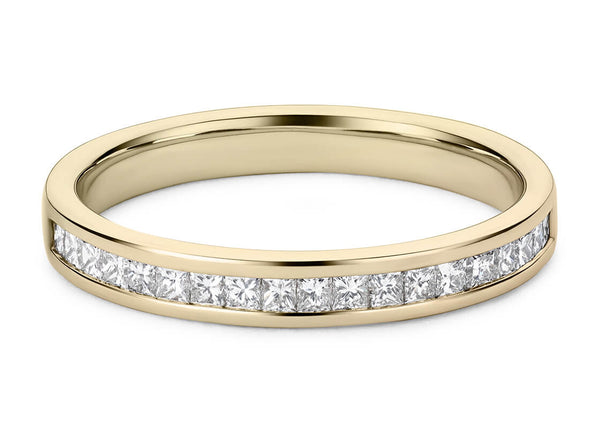 1/2 Carat Channel Set Princess Cut Lab Grown Diamond Wedding Band Ring in 14k Gold