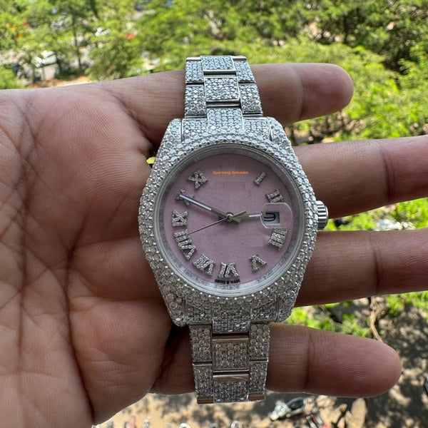 VVS Moissanite Diamond Watch Iced Out Watch Automatic Mechanical Stainless Steel Diamond Watch for Men